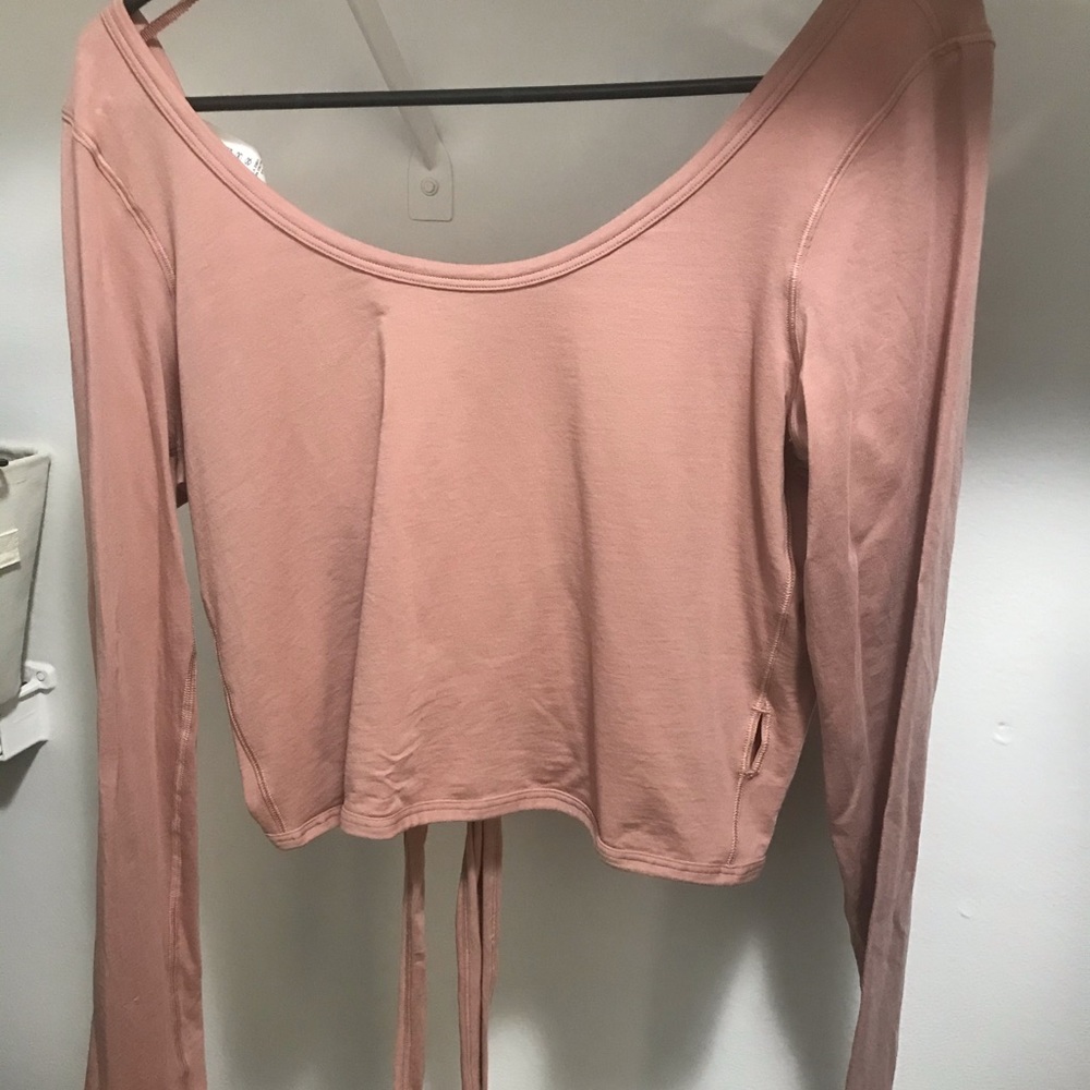 Lululemon Mauve Long Sleeve Tied Wrap Crop